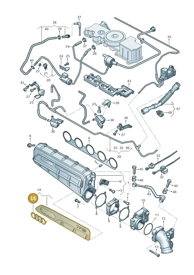 8T0103940A — Audi A3 Sportback (2019-2021) diagram 596133632, position 15