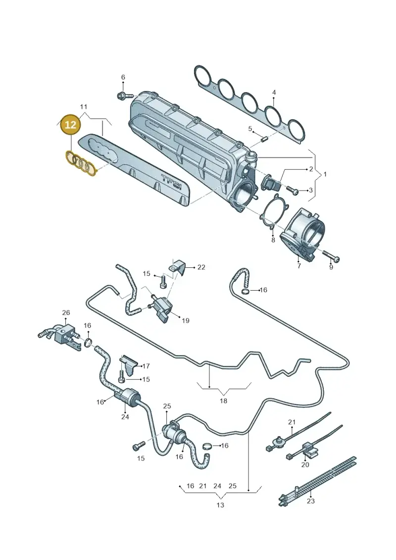 8T0103940A — Audi RS3 Sportback (2015-2016) diagram 676133320, position 12