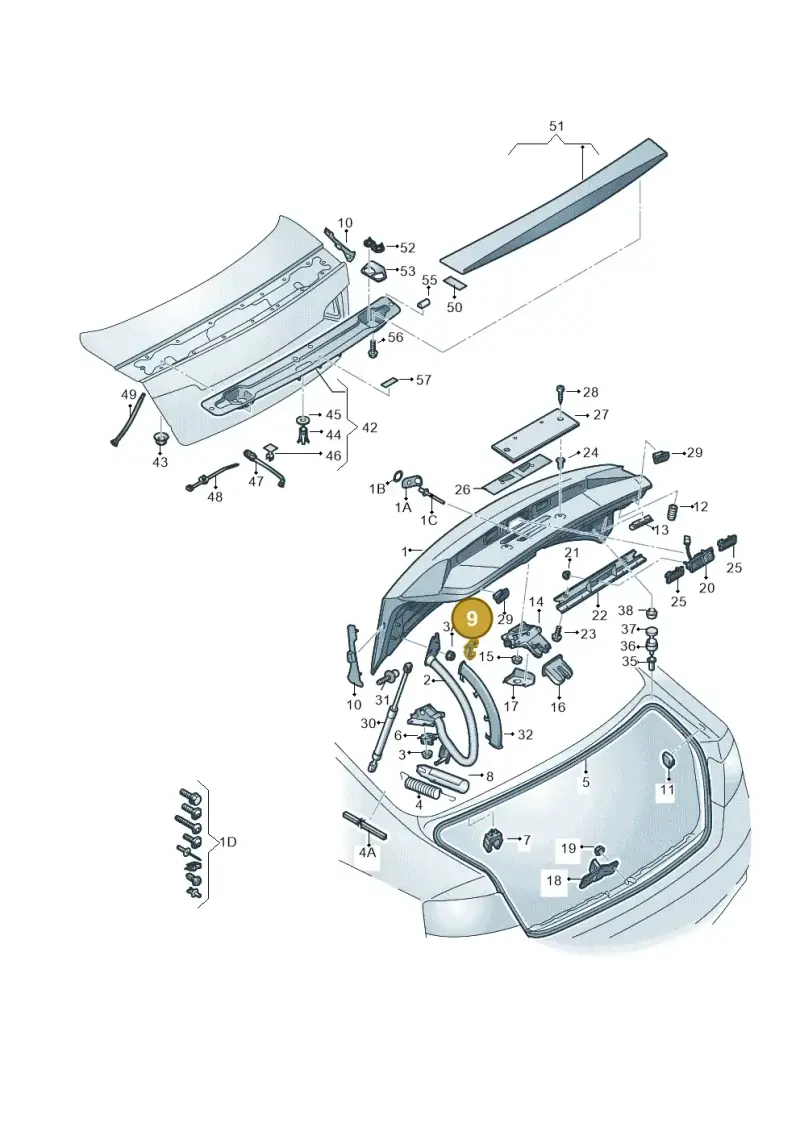8T0827207A — Audi RS5 Coupe (2010-2015) diagram 695827000, position 9