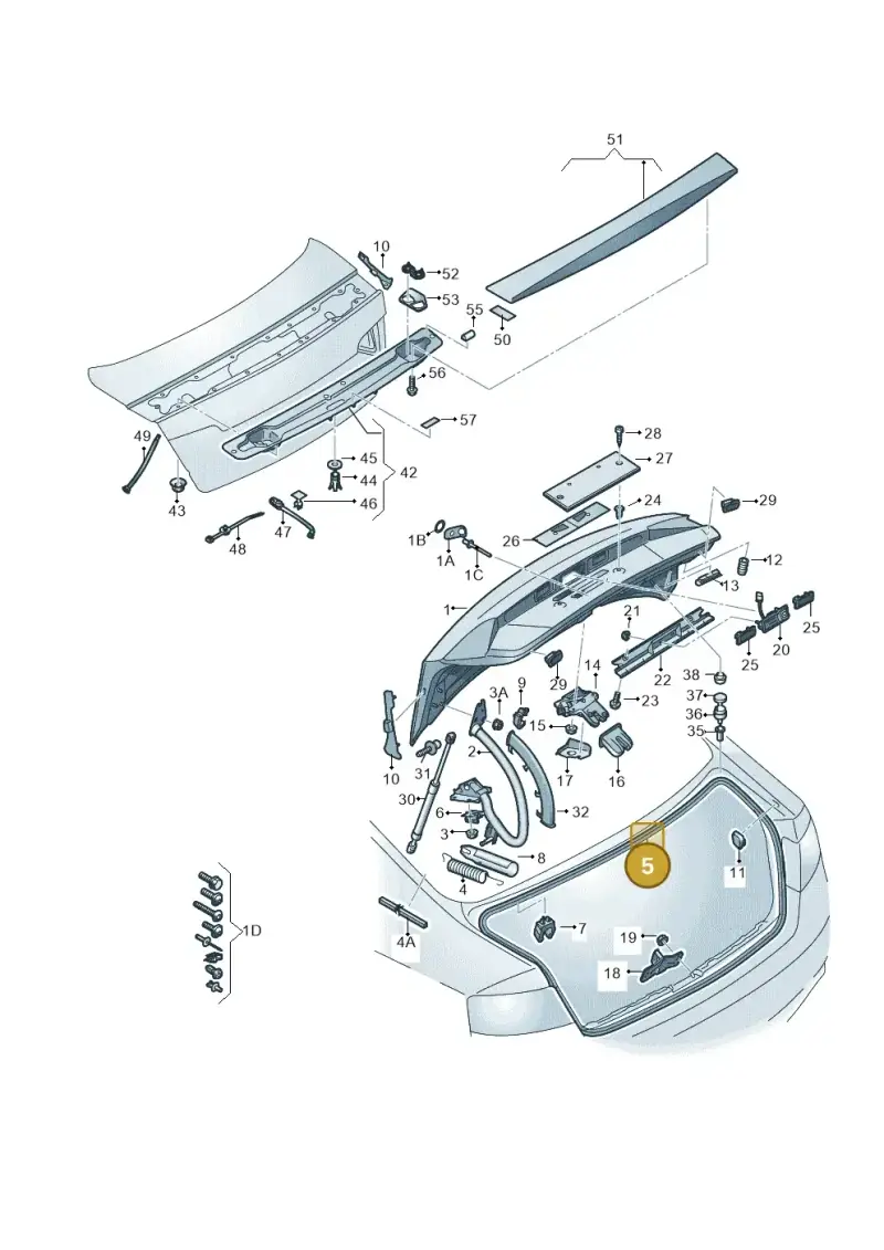 8T0827705D — Audi RS5 Coupe (2010-2015) diagram 695827000, position 5