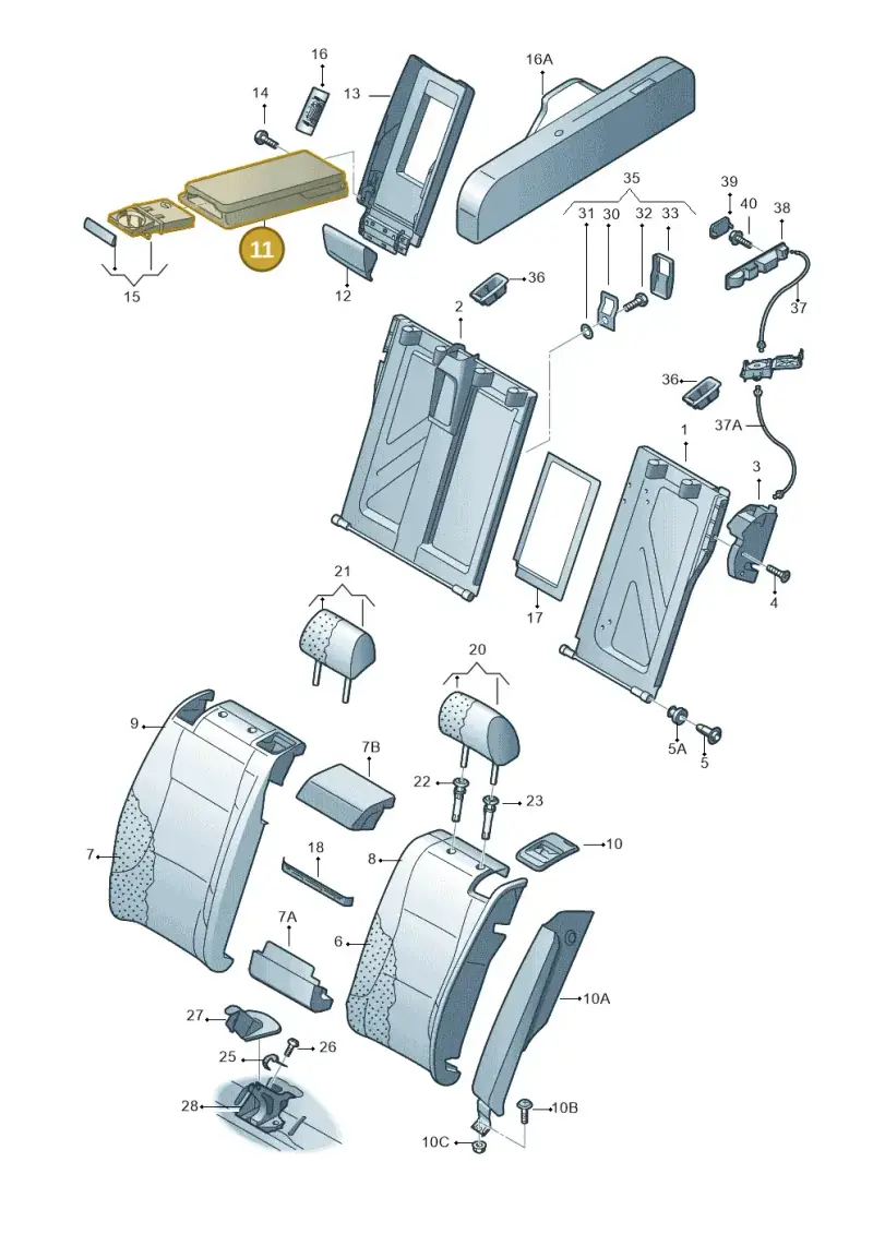 8T0885875E25D — Audi A5 Sportback (2011-2017) diagram 711885700, position 11
