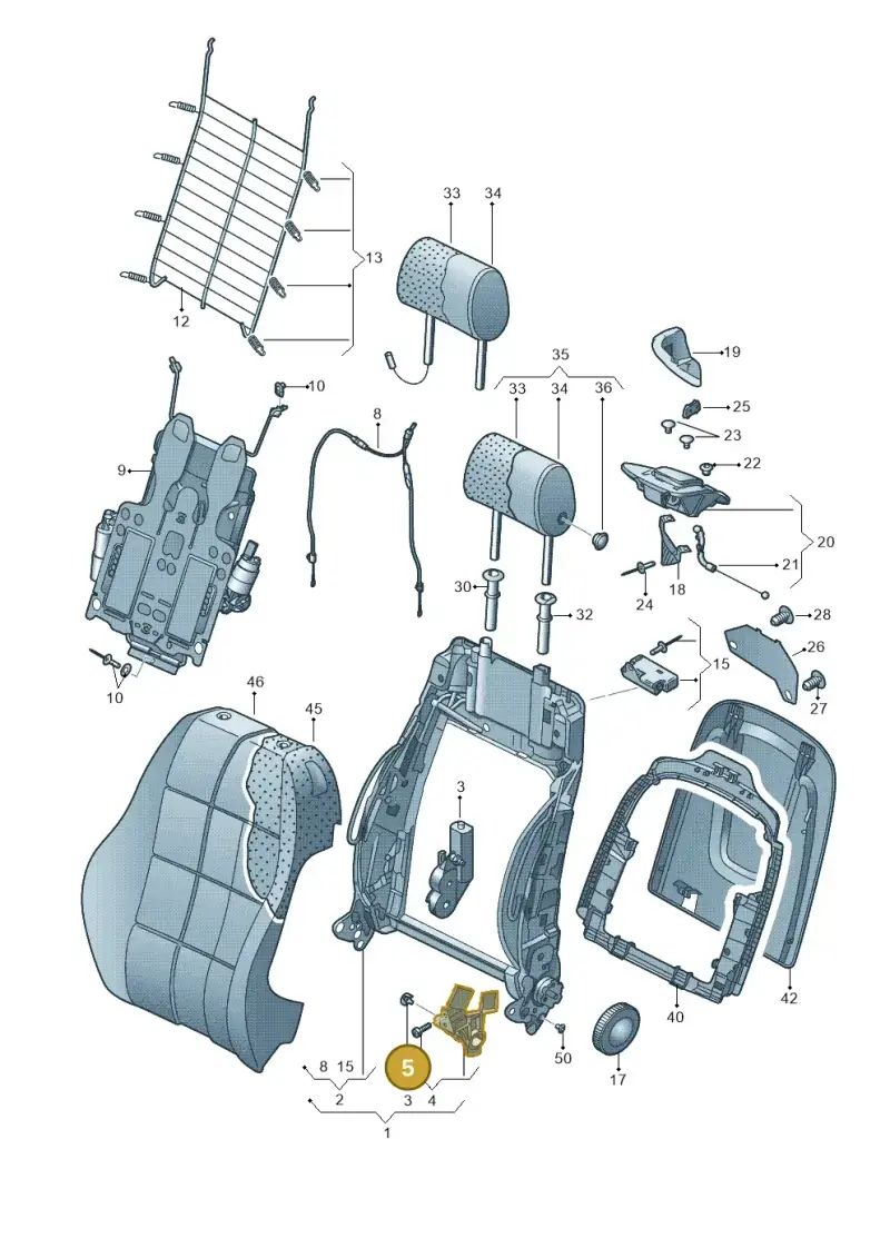 8T0959599 — Audi A5 Sportback (2011-2017) diagram 620881500, position 5