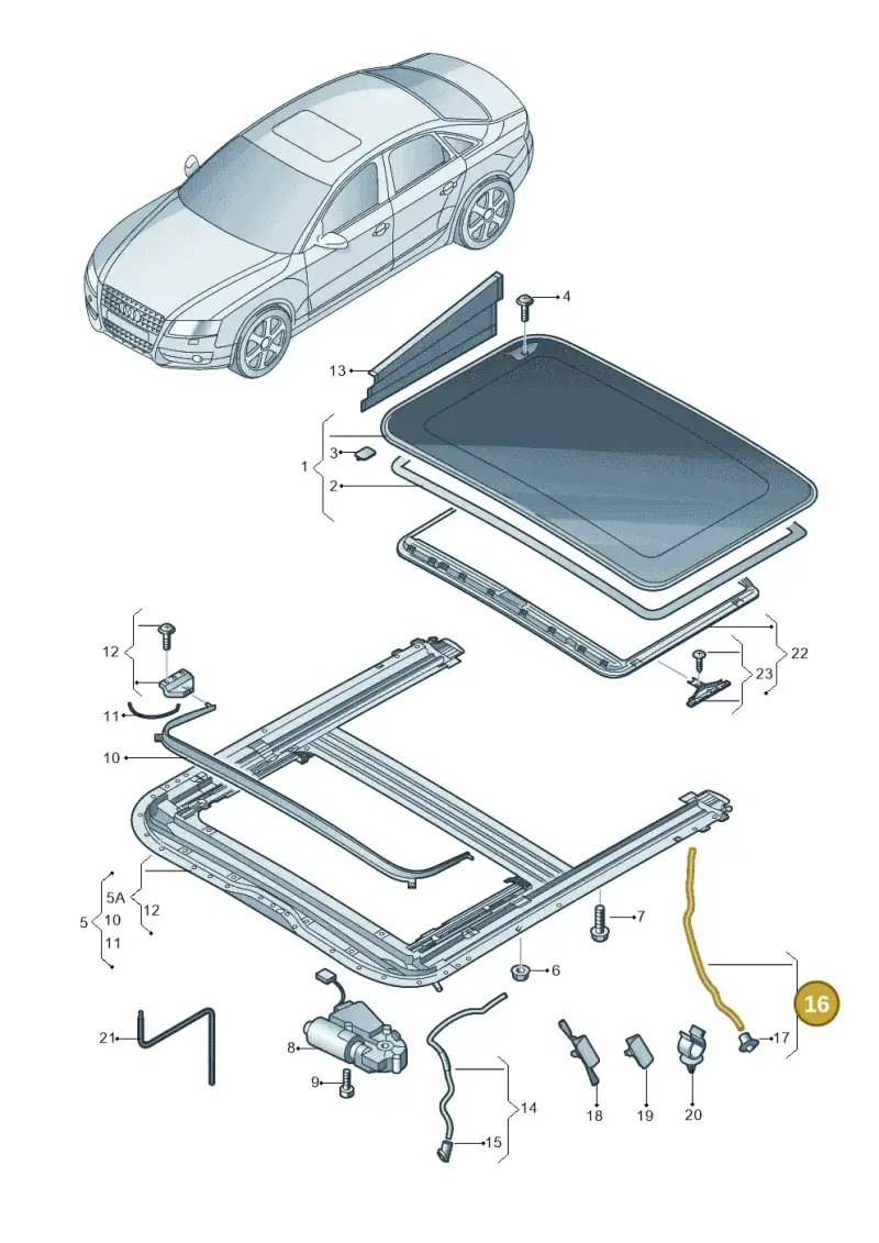 8T8877203A — Audi A5 Sportback (2011-2017) diagram 636877000, position 16
