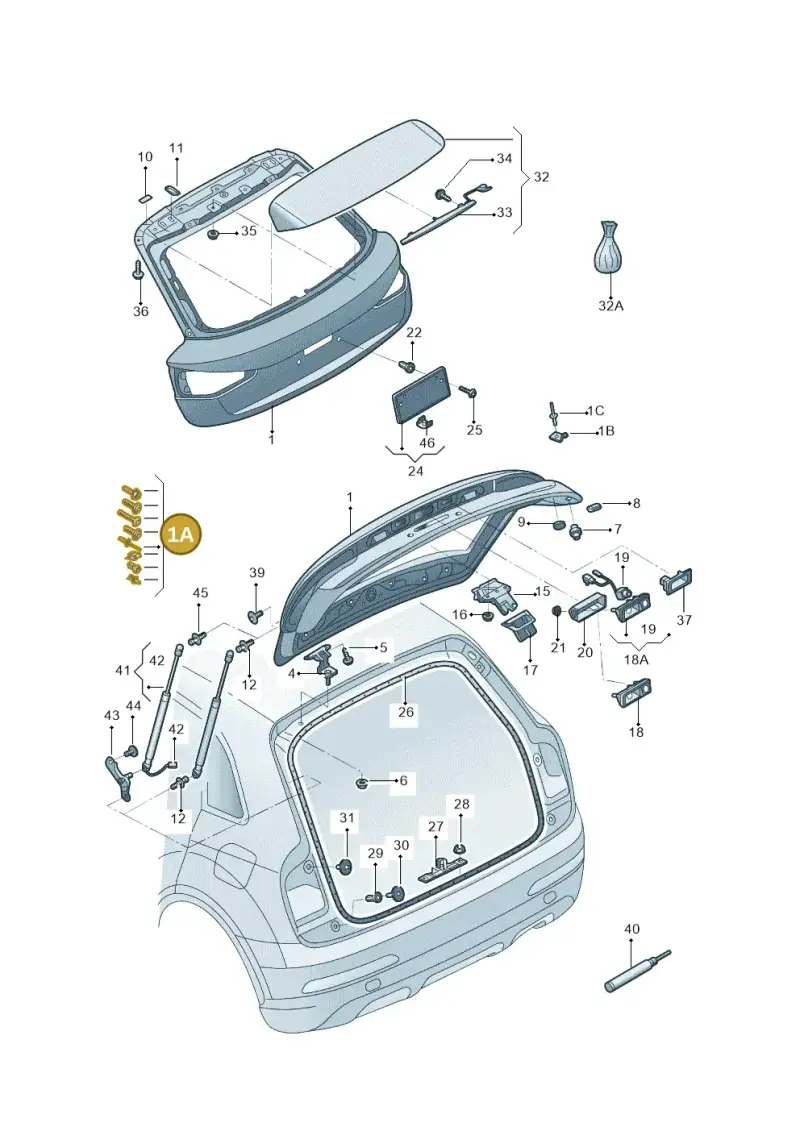8U0098617A — Audi Q3 quattro 2.0 (2016-2019) diagram 895827000, position 1A