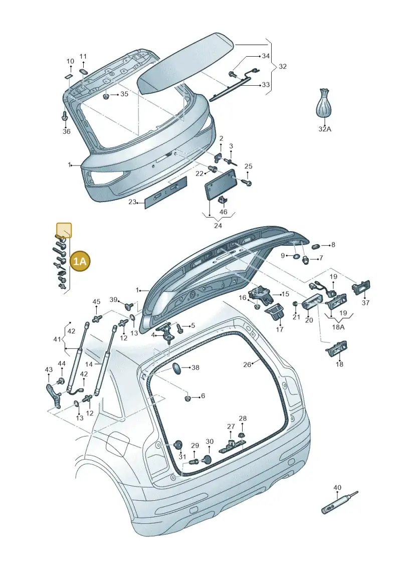8U0098617A — Audi Q3 1.4 (2016-) diagram 728827000, position 1A