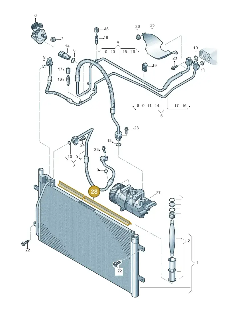 8U0121230D — Audi Q3 1.4 (2016-) diagram 728260400, position 28