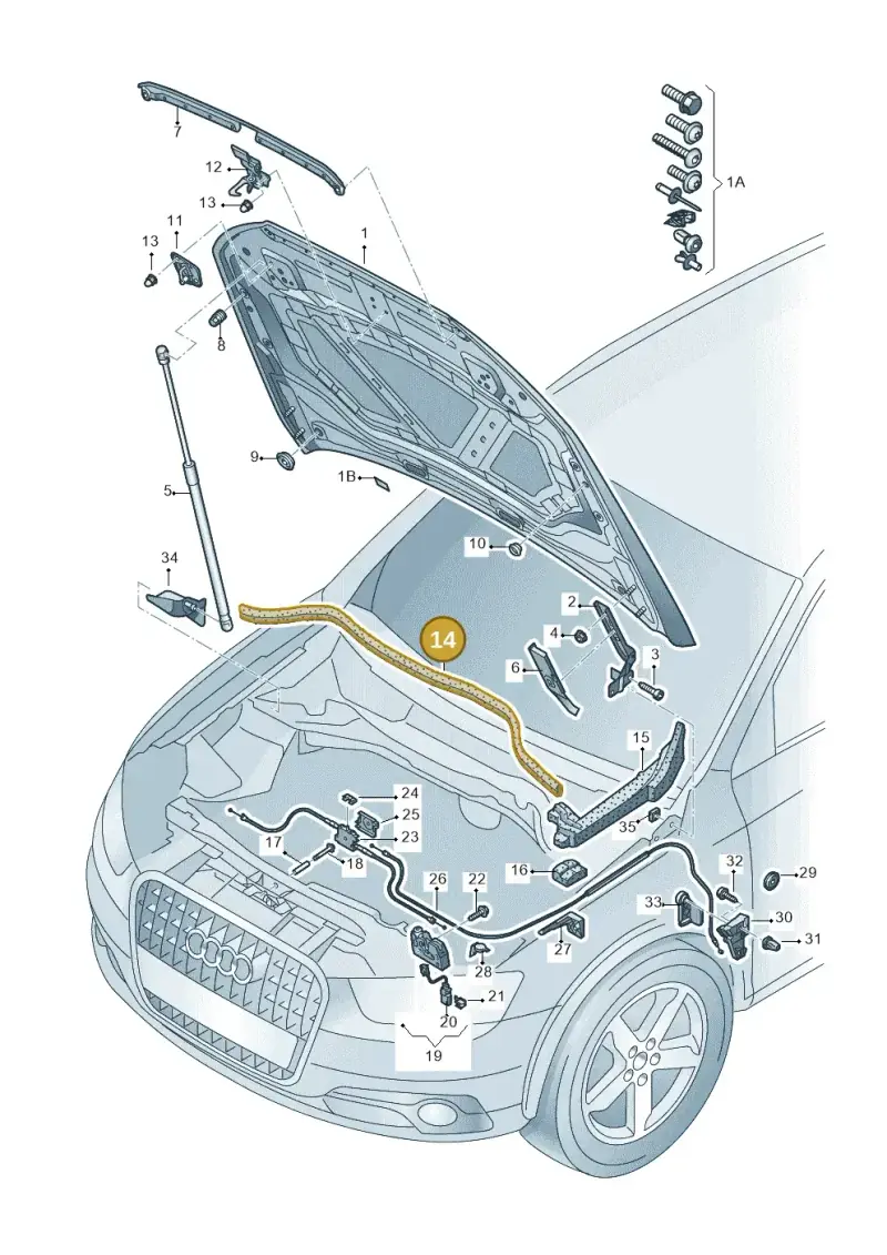 8U0823723A — Audi Q3 1.4 (2016-) diagram 728823000, position 14