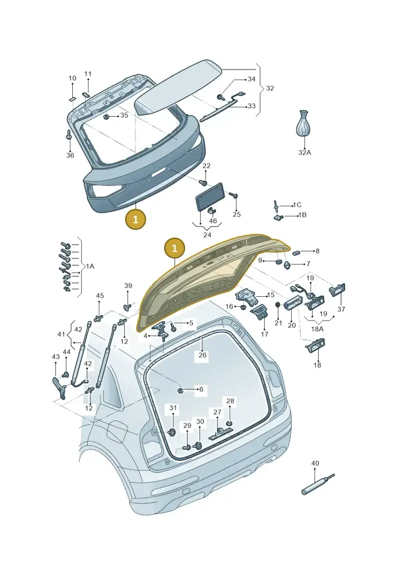 8U0827025B — Audi Q3 quattro 2.0 (2016-2019) diagram 895827000, position 1
