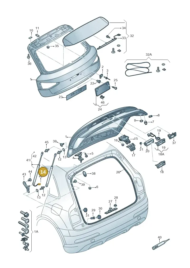 8U0827552A — Audi RS Q3 (2013-2018) diagram 764827000, position 14