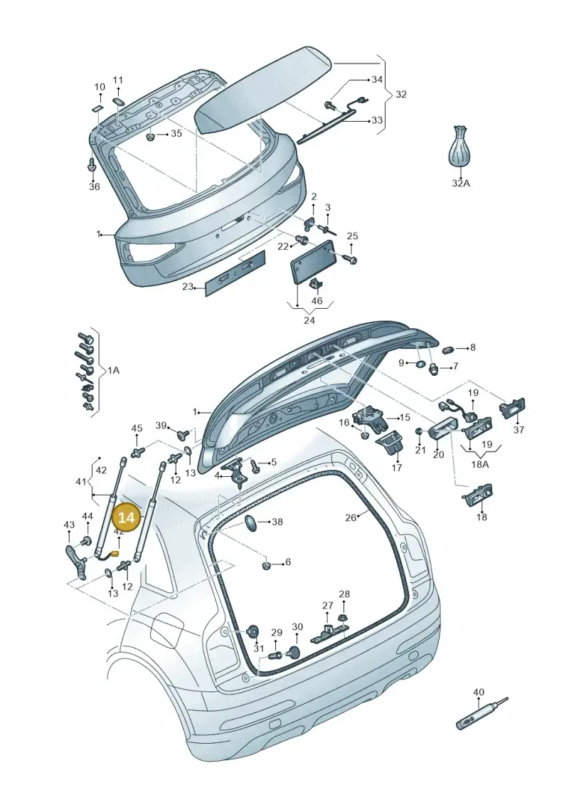 8U0827552A — Audi Q3 1.4 (2016-) diagram 728827000, position 14