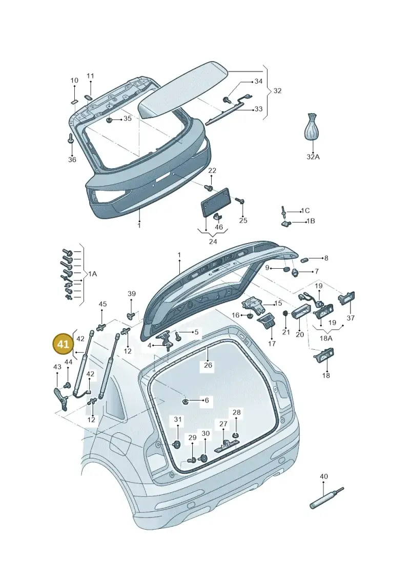 8U0827851A — Audi Q3 quattro 2.0 (2016-2019) diagram 895827000, position 41
