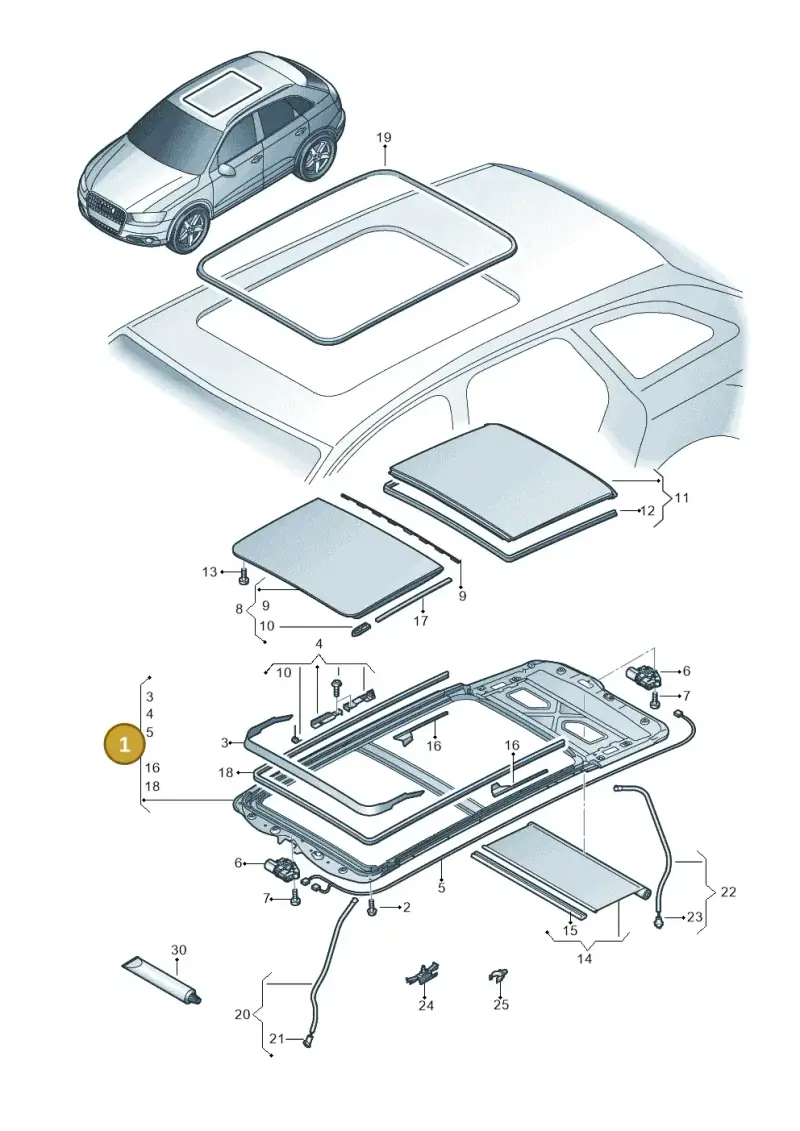 8U0877049A — Audi Q3 1.4 (2016-) diagram 728877000, position 1