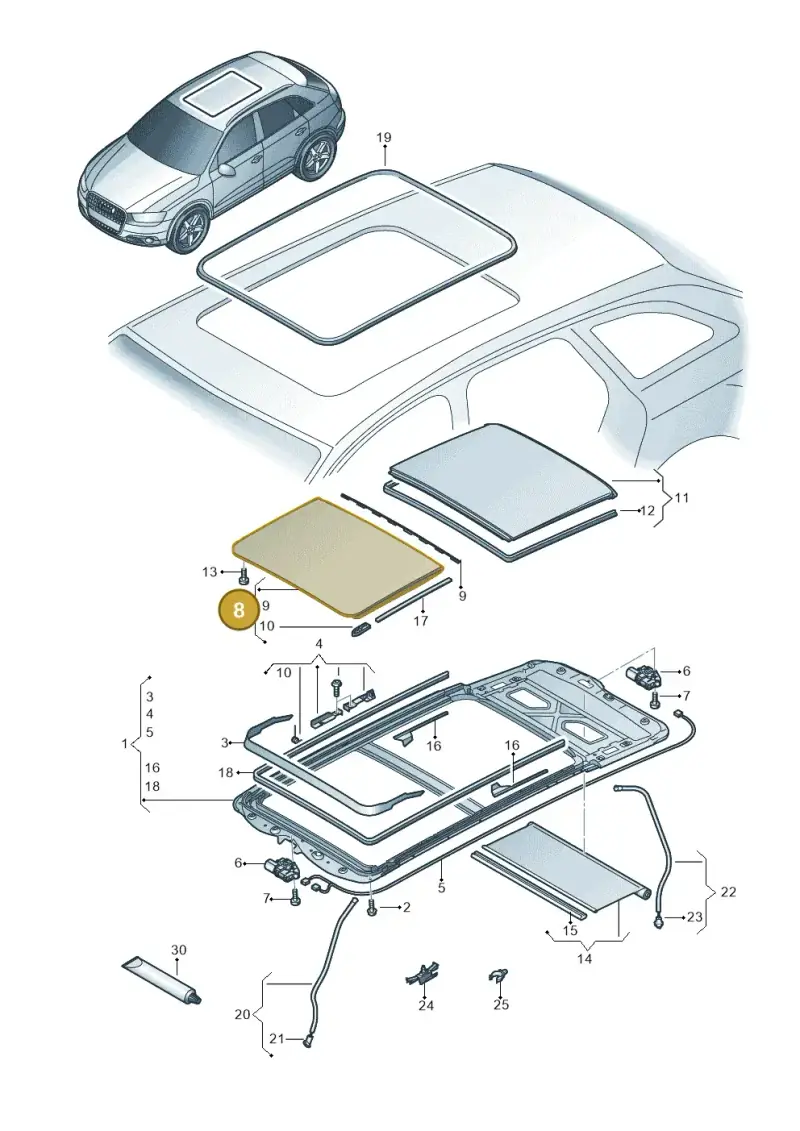 8U0877071 — Audi Q3 1.4 (2016-) diagram 728877000, position 8