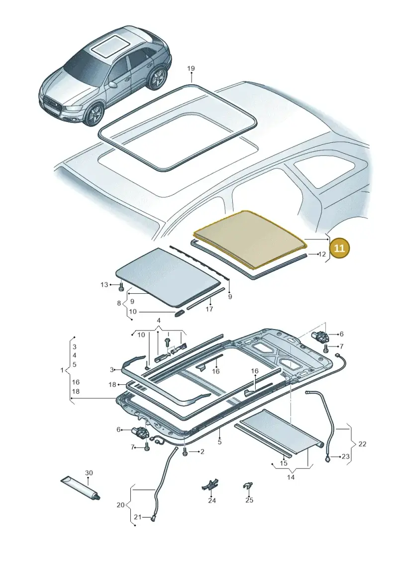 8U0877072 — Audi Q3 1.4 (2016-) diagram 728877000, position 11