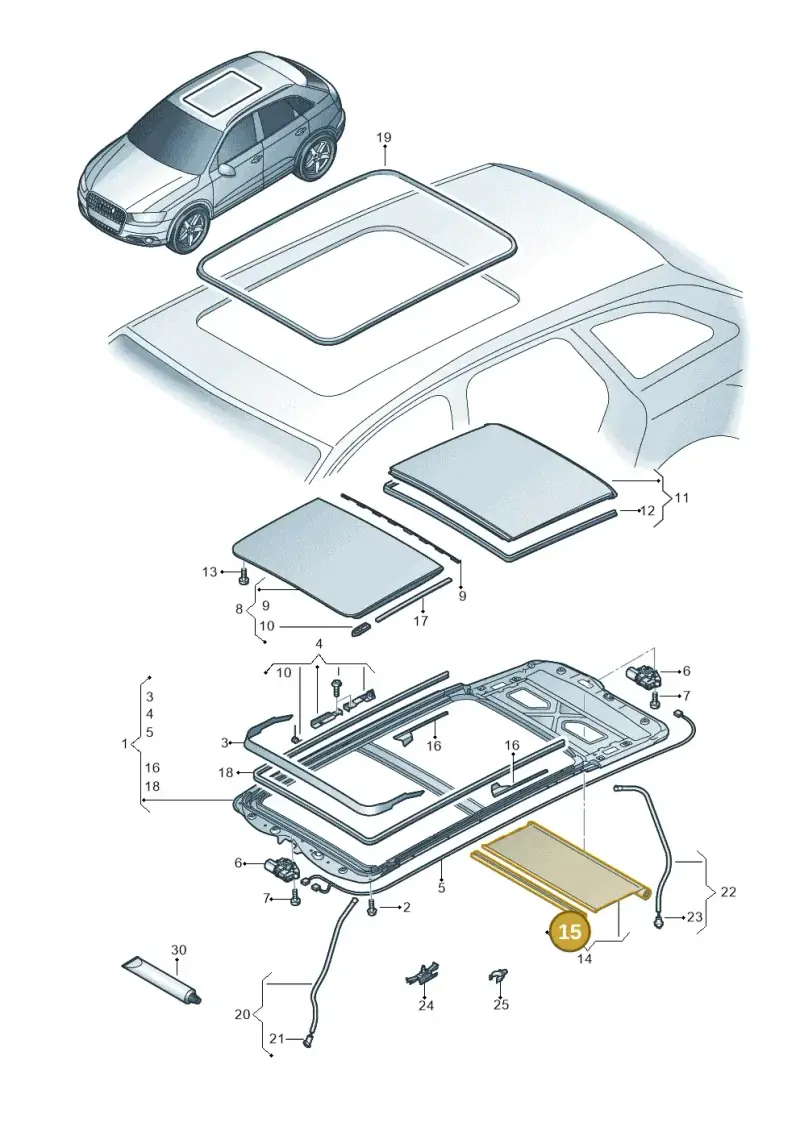 8U0877355 — Audi Q3 1.4 (2016-) diagram 728877000, position 15
