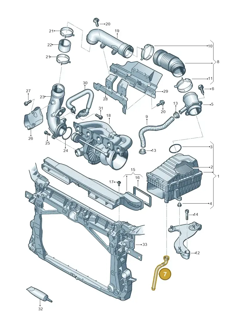 8V0129637 — Audi RS3 Sportback (2015-2016) diagram 858133300, position 7