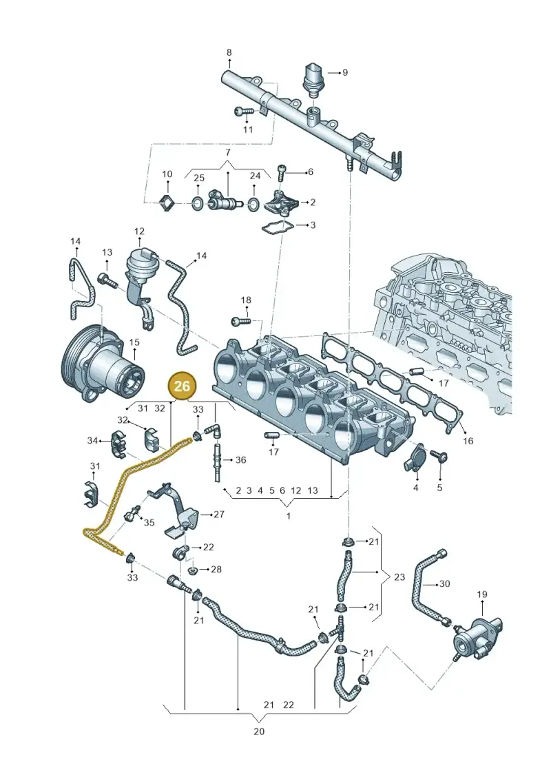8V0201215A — Audi RS Q3 Sportback (2019-2024) diagram 898133340, position 26