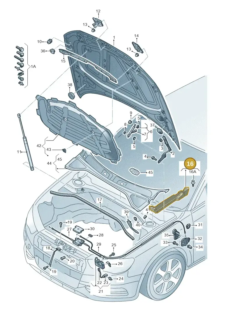 8V0821170E — Audi RS3 Limousine (2017-2020) diagram 890823100, position 16