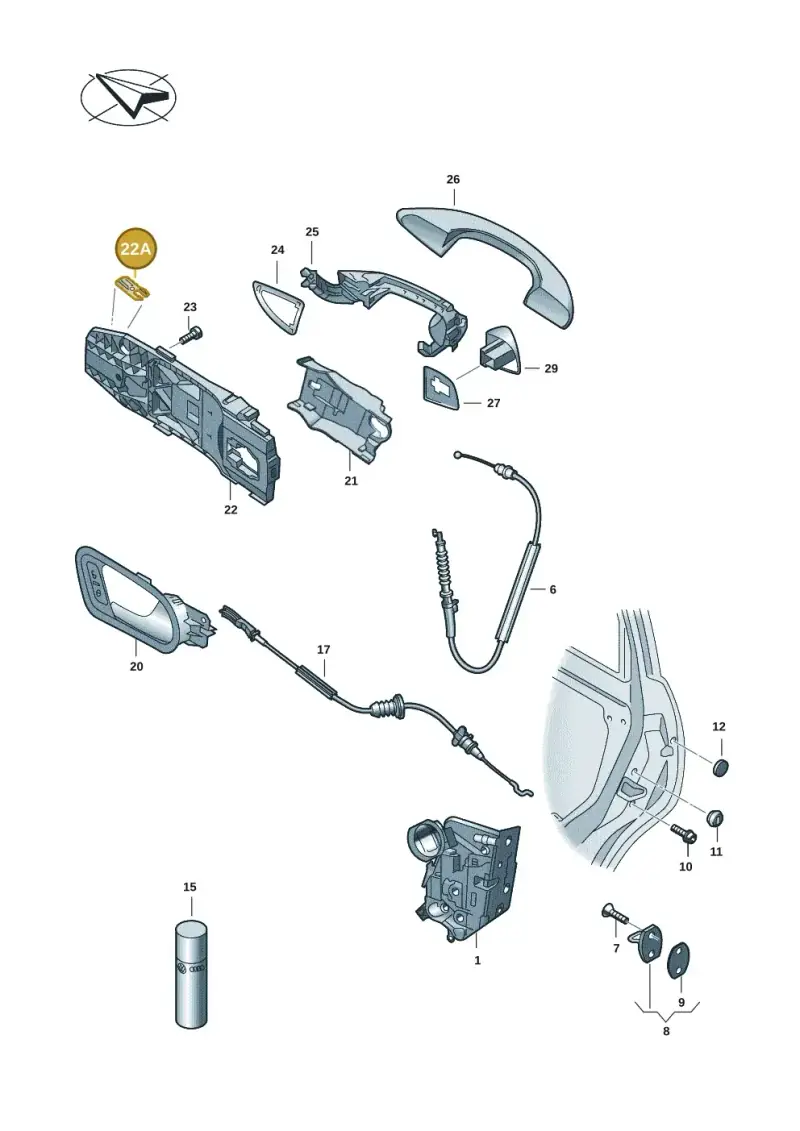 8V0837199 — Skoda Octavia (2019-2022) diagram 585839001, position 22A