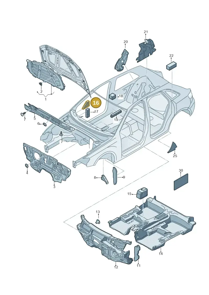 8V0863501 — Audi RS3 Sportback (2015-2016) diagram 858863200, position 16