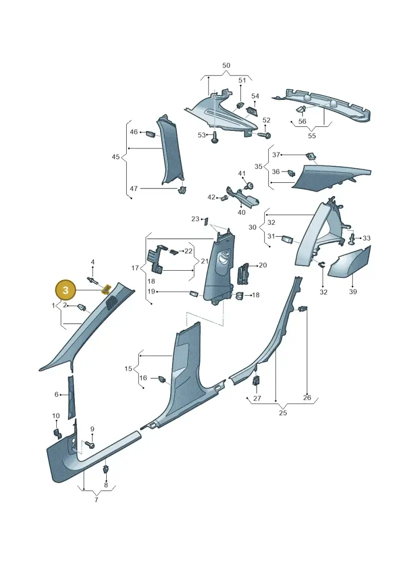 8V0867276A — Audi A6 (2018-2025) diagram 430867650, position 3