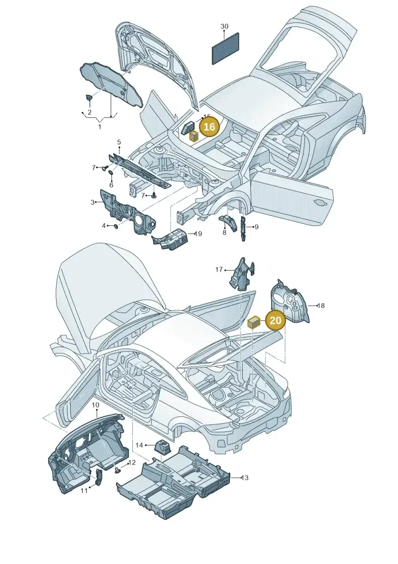 8V0867640 — Audi TTS (2014-2023) diagram 850863200, position 16+20