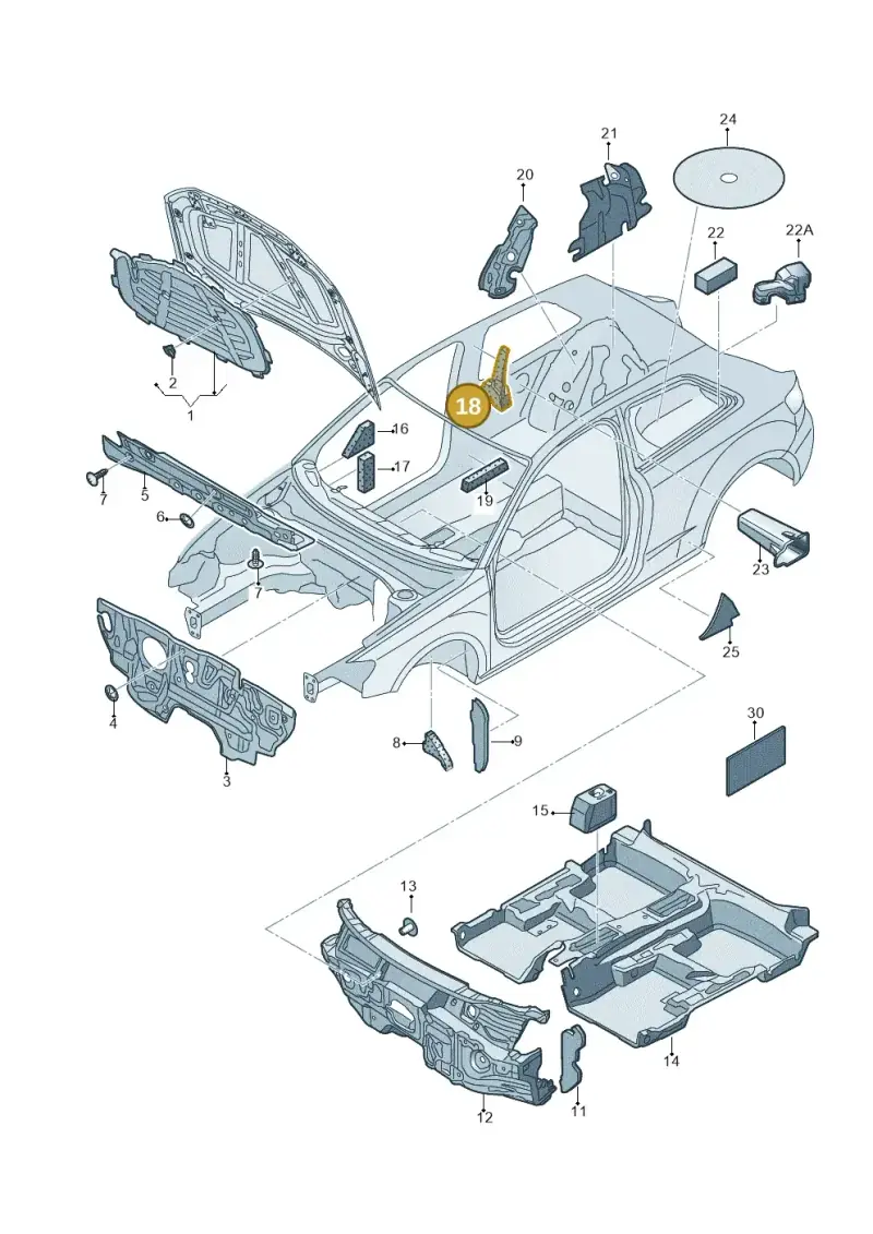 8V0867884A — Audi A3 Sportback (2012-2016) diagram 745863200, position 18