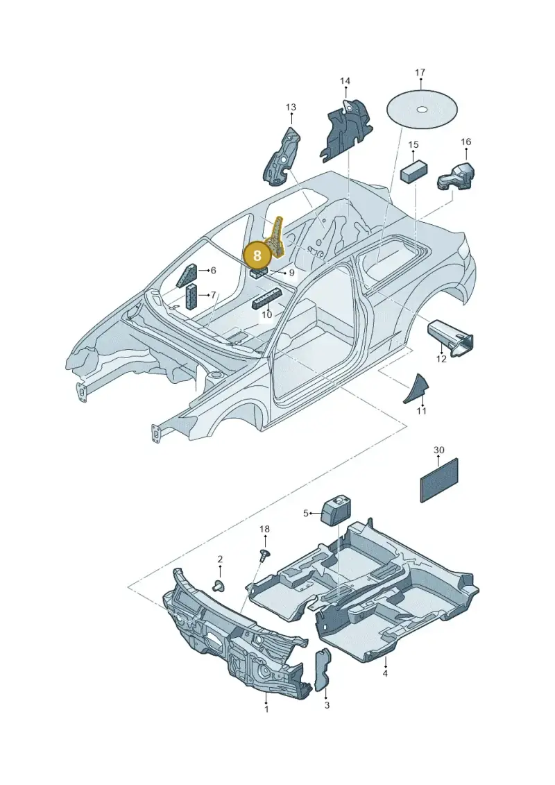 8V0867884A — Audi A3 Sportback (2016-2020) diagram 890863200, position 8