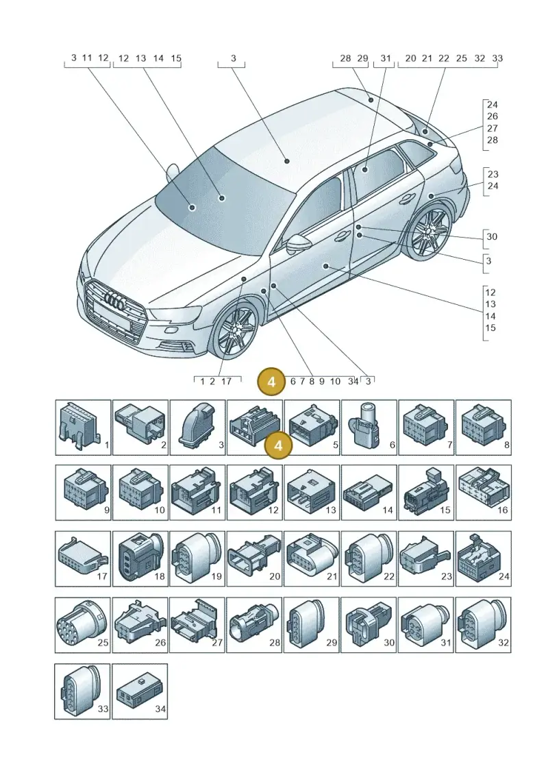 8V0972704 — Audi RS3 Limousine (2017-2020) diagram 890971790, position 4