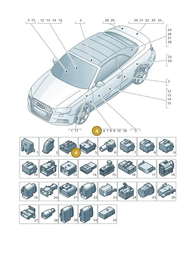 8V0972704 — Audi A3 Cabriolet (2016-2020) diagram 891971790, position 4