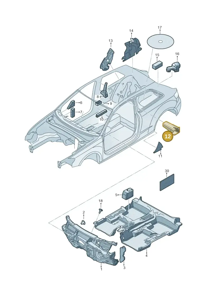 8V3860029 — Audi A3 Sportback (2016-2020) diagram 890863200, position 12
