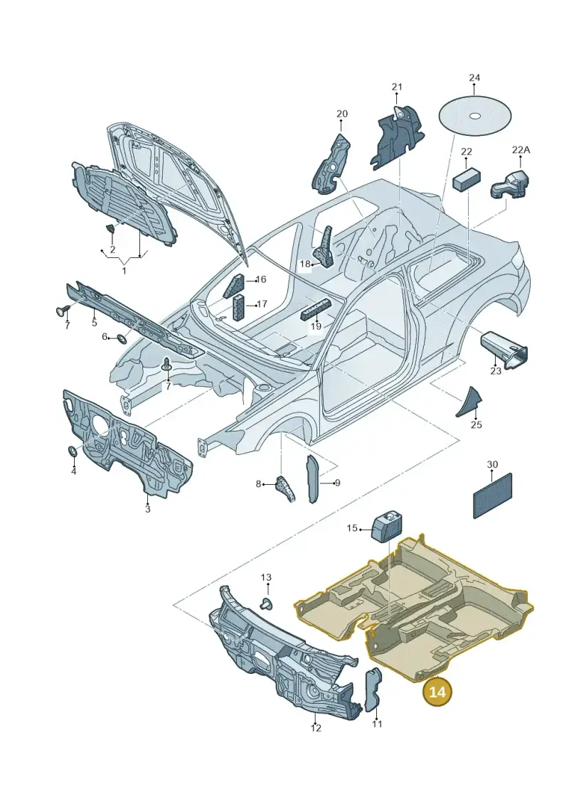 8V3863919A — Audi A3 Sportback (2012-2016) diagram 745863200, position 14