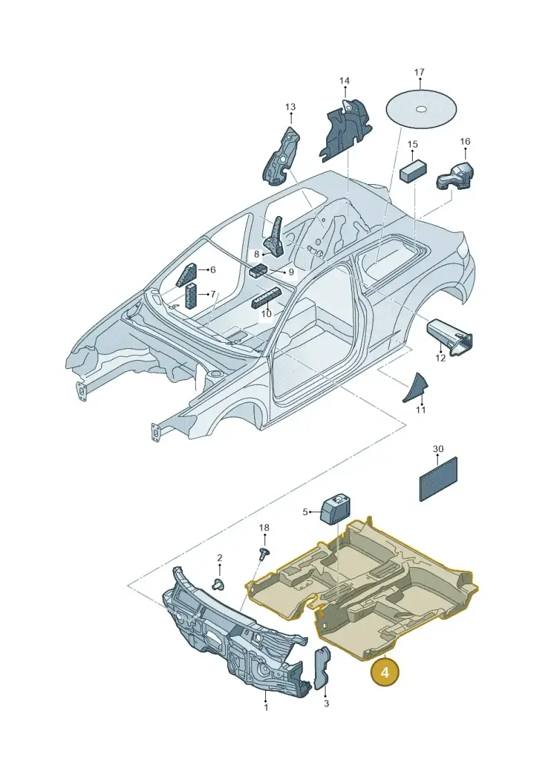 8V3863919A — Audi A3 Sportback (2016-2020) diagram 890863200, position 4