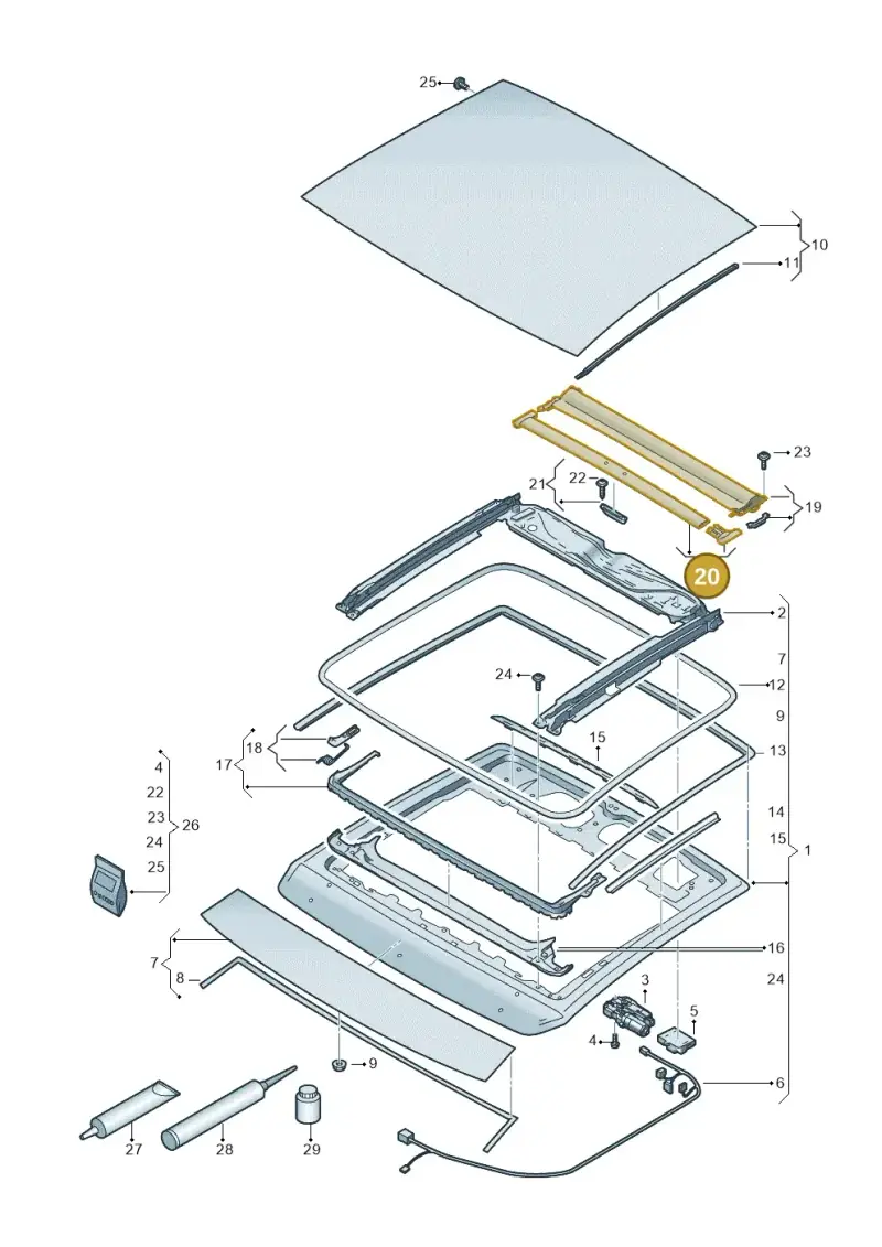 8V3877355B — Audi A3 Sportback (2019-2021) diagram 596877000, position 20