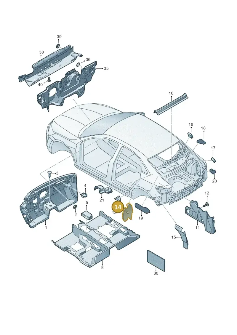 8V4810526 — Audi A3 Sportback (2019-2025) diagram 596863200, position 14