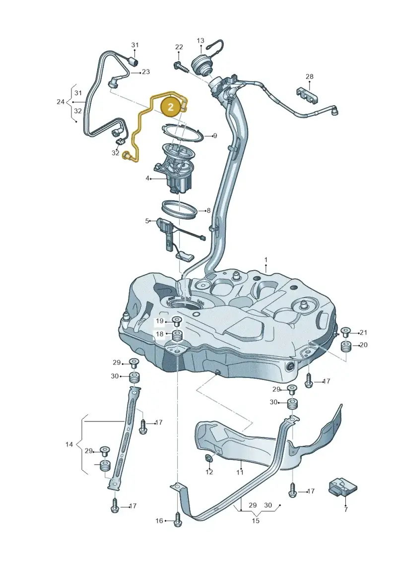 8W0201220 — Audi A5 Sportback (2016-2025) diagram 897201000, position 2