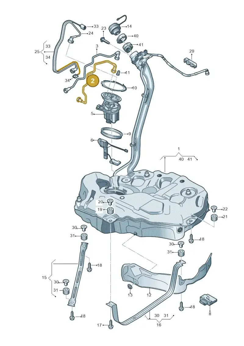 8W0201220 — Audi A5 Sportback (2016-2025) diagram 897201050, position 2