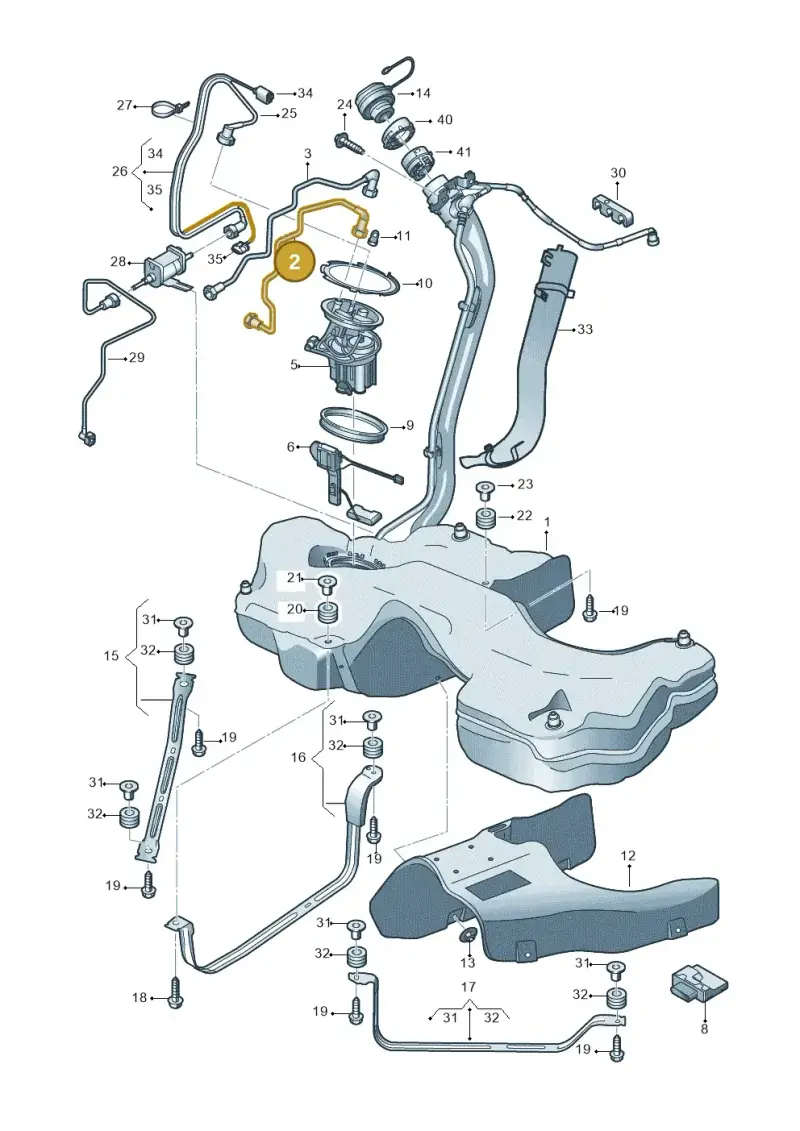 8W0201220 — Audi A5 Sportback (2016-2025) diagram 897201150, position 2