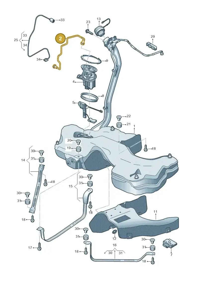 8W0201220A — Audi A5 Sportback (2016-2020) diagram 897201100, position 2