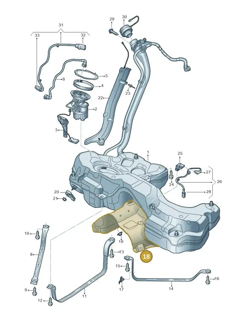 8W0201308AH — Audi A5 Cabrio 2.0 (2016-2018) diagram 849201025, position 18
