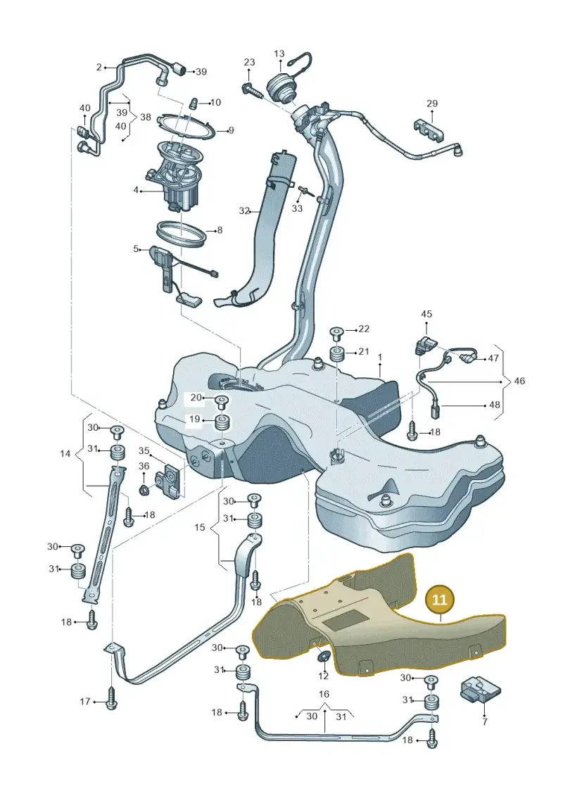 8W0201308AH — Audi A5 Sportback (2016-2020) diagram 897201020, position 11