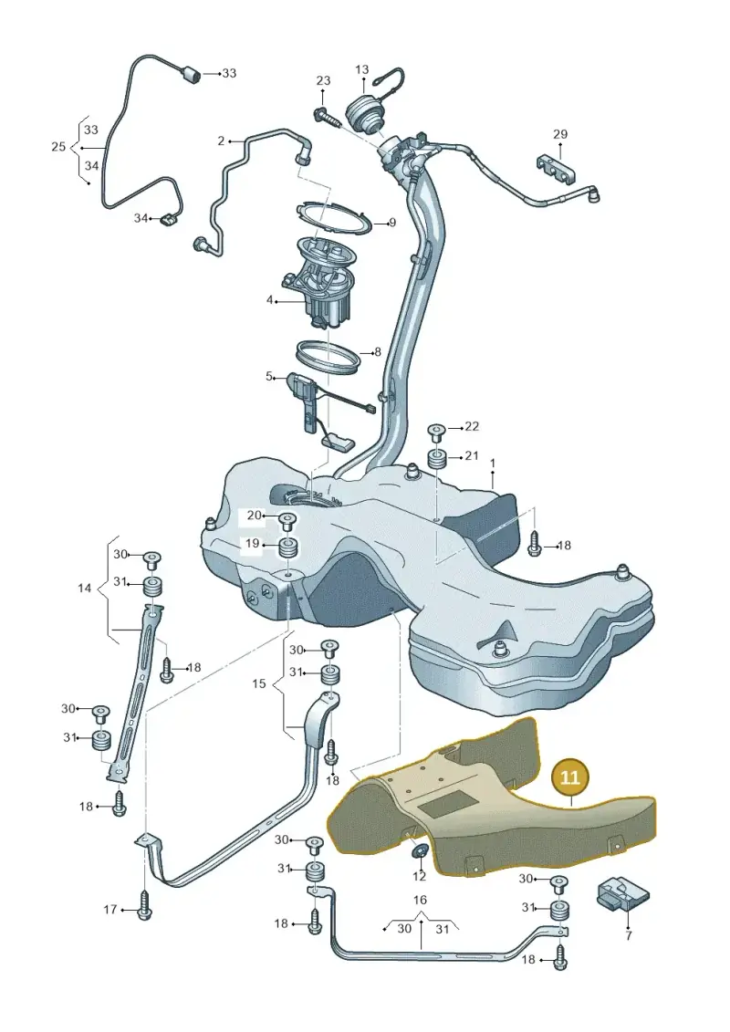 8W0201308AH — Audi A5 Sportback (2016-2020) diagram 897201100, position 11
