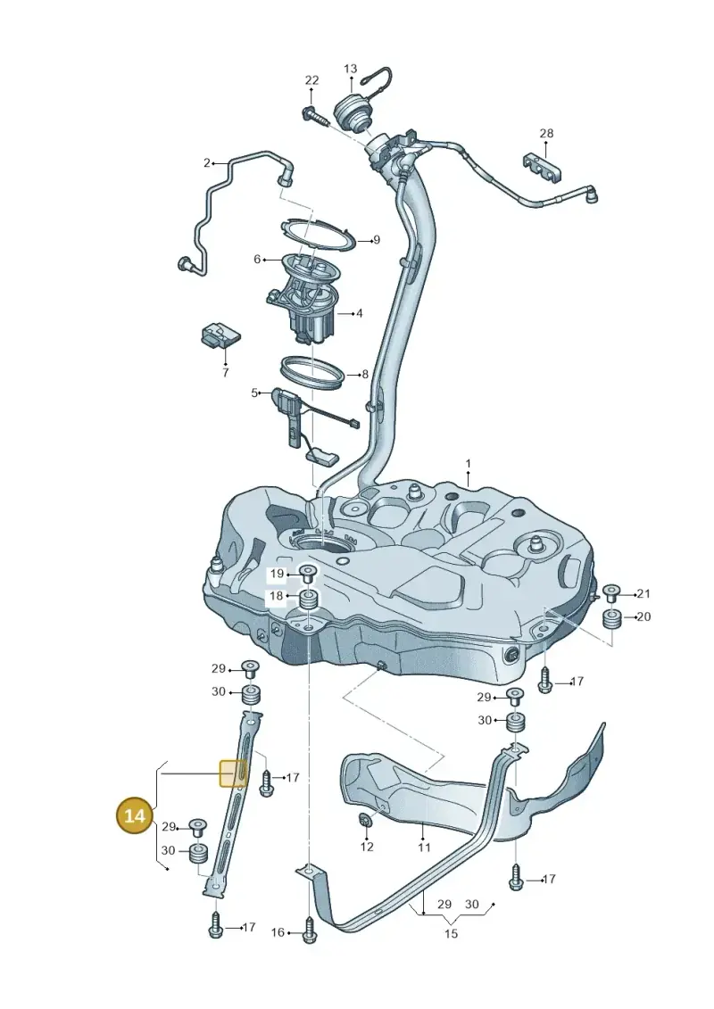 8W0201653 — Audi A5 Cabrio 2.0 (2016-2018) diagram 848201000, position 14