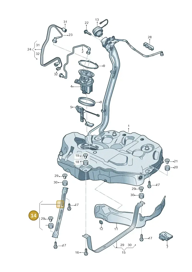 8W0201653 — Audi A5 Sportback (2016-2020) diagram 897201000, position 14