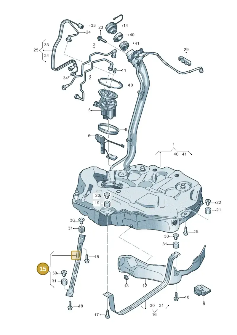 8W0201653 — Audi A5 Sportback (2016-2020) diagram 897201050, position 15
