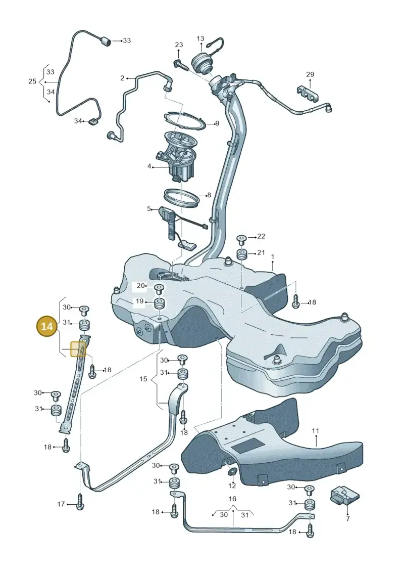 8W0201653 — Audi A5 Sportback (2016-2020) diagram 897201100, position 14