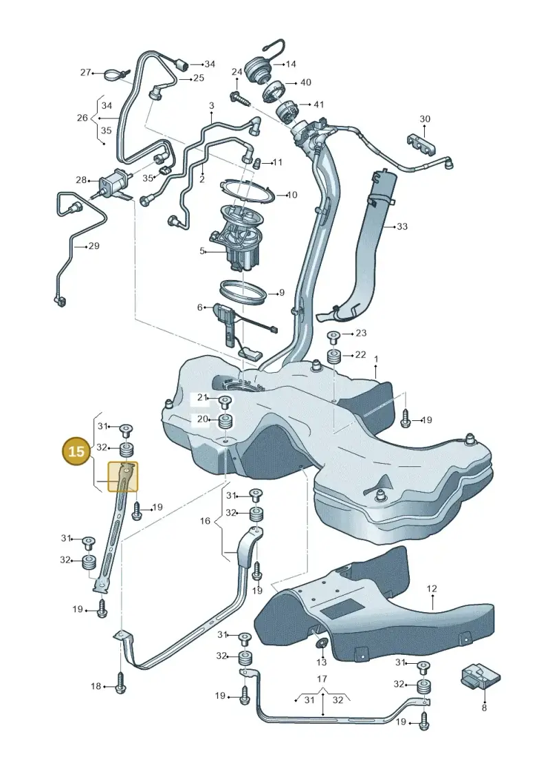 8W0201653 — Audi A5 Sportback (2016-2020) diagram 897201150, position 15