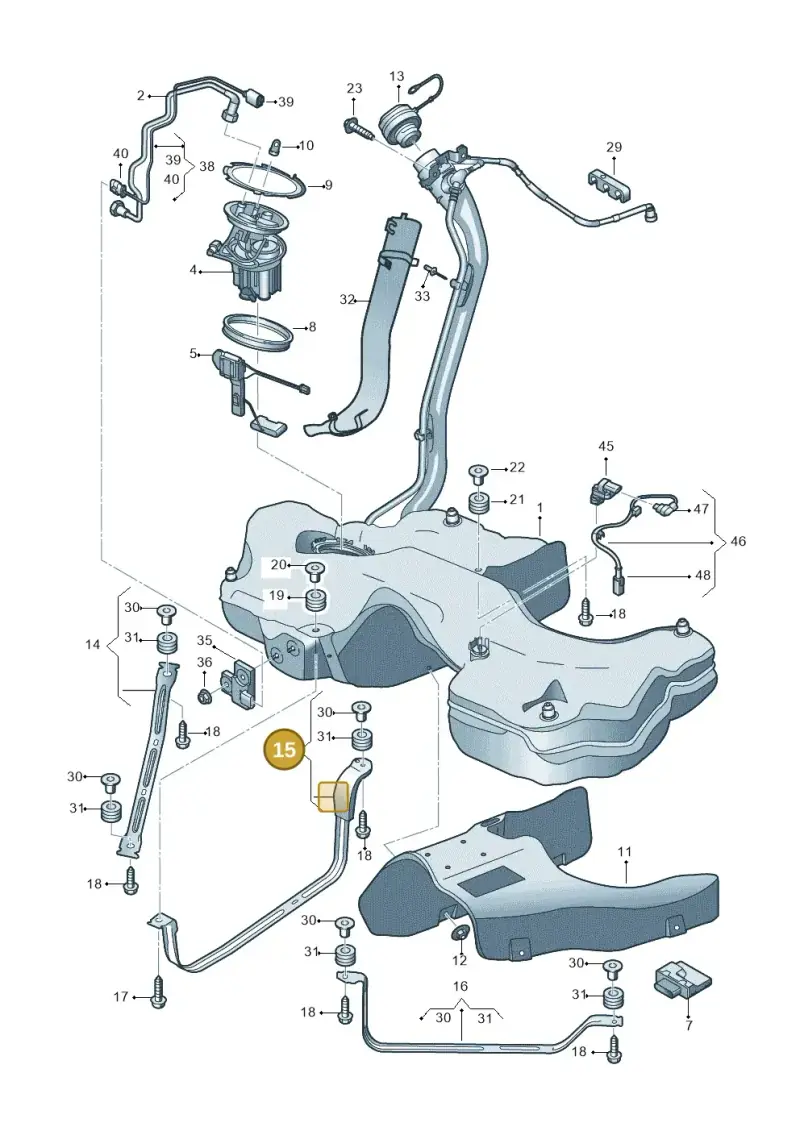 8W0201653E — Audi A5 Sportback (2016-2020) diagram 897201020, position 15