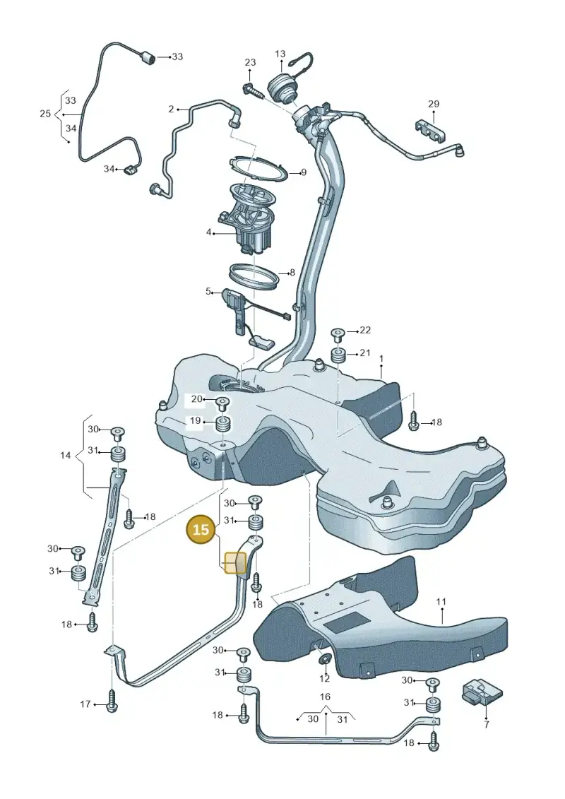 8W0201653E — Audi A5 Sportback (2016-2020) diagram 897201100, position 15