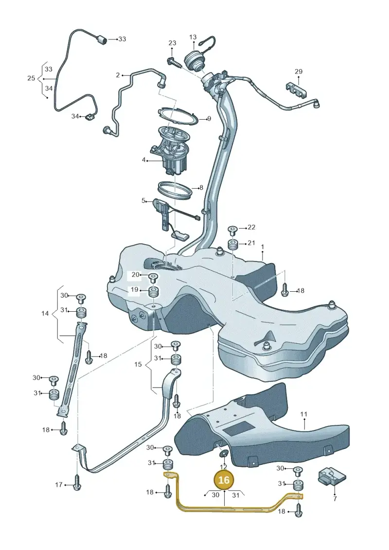 8W0201653K — Audi A5 Sportback (2016-2025) diagram 897201100, position 16